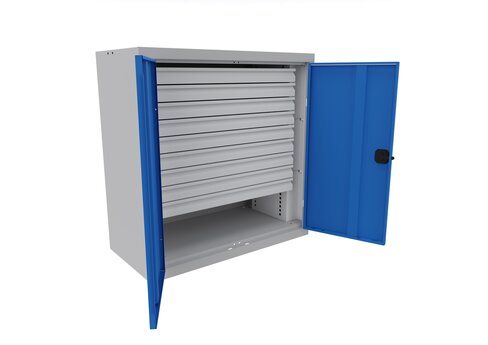 Armoire d'atelier basse - 9 tiroirs - 100 x 102 x 50 cm - portes battantes