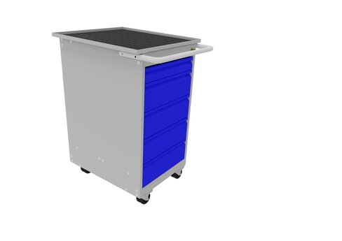 Desserte d'atelier mobile - 5 tiroirs - 52 x 68 x 94 cm - portes battantes