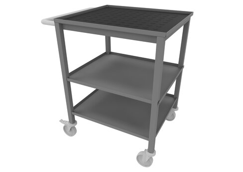 Chariot à plateaux - 3 niveaux - l. 52 x pr. 72 cm - poignée