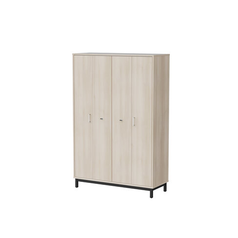 Armoire haute Mandi - 2 ptes pliantes - panneaux mélaminé - l. 120 x h. 180 x pr. 45 cm - piétement métal réglable -