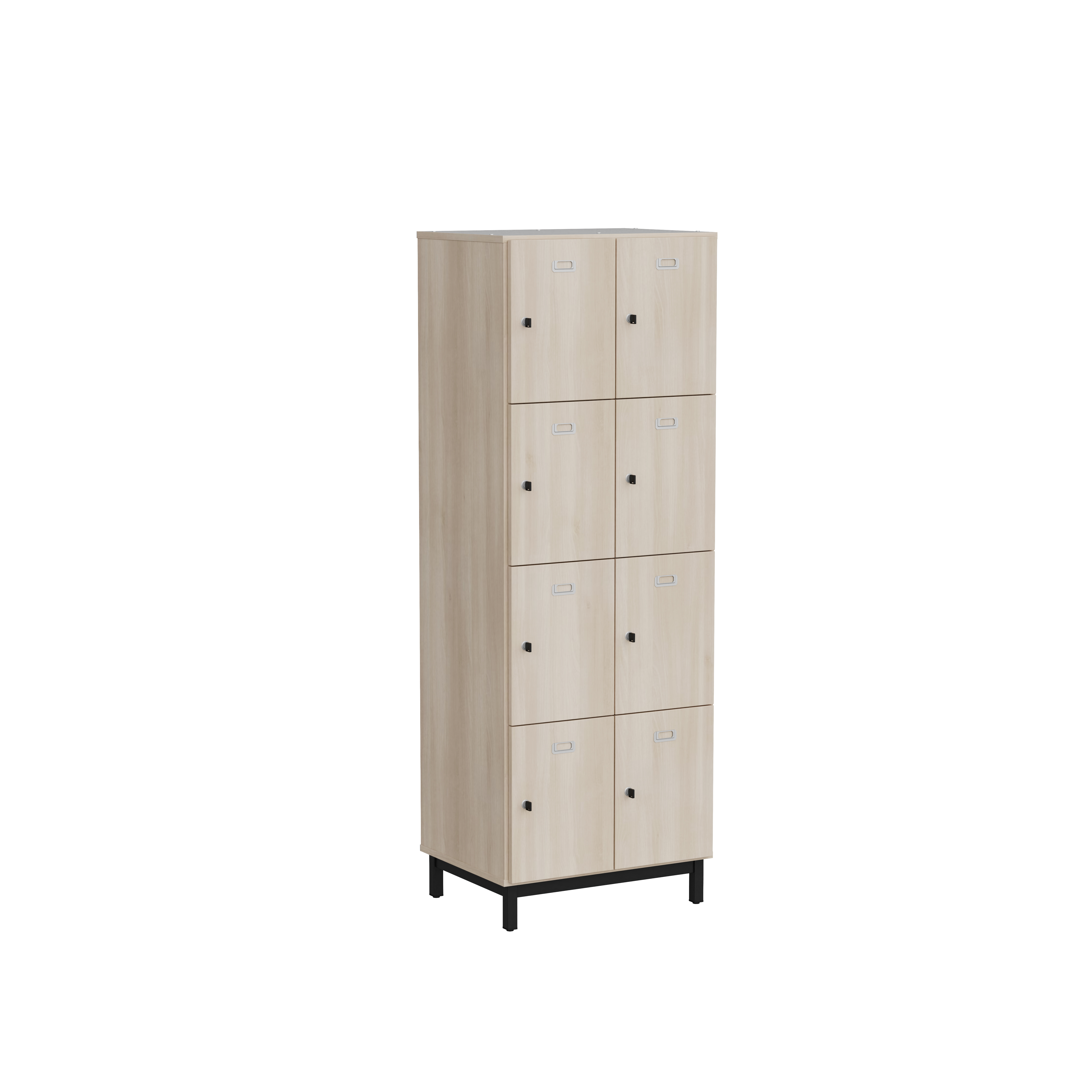 Vestiaire 2 colonnes 8 casiers Mandi - panneaux mélaminé - l. 66,1 x h. 185 x pr. 50 cm - piétement métal réglable -