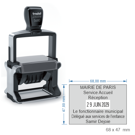 Dateur métal à bande encrage automatique TRODAT 5480 - noir 68 x 47 mm