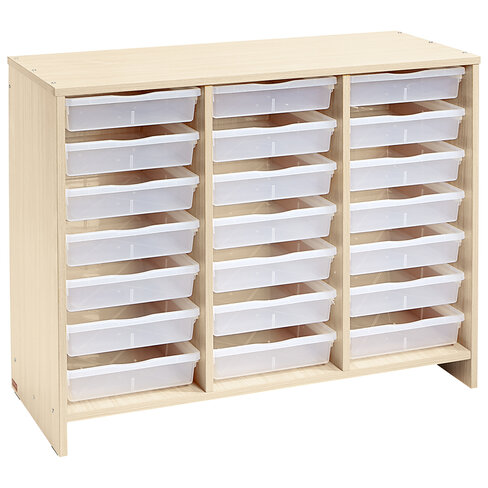 Meuble bas - 21 bacs incolores - bouleau