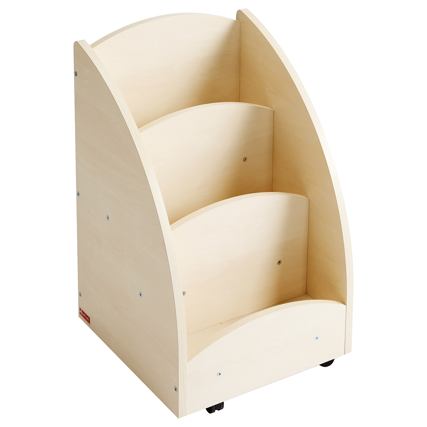 Bacs à livres présentoir à roulettes - 3 compartiments - bouleau