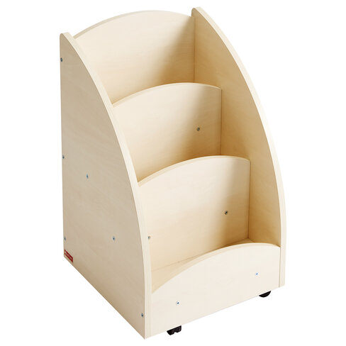 Bacs à livres présentoir à roulettes - 3 compartiments - bouleau