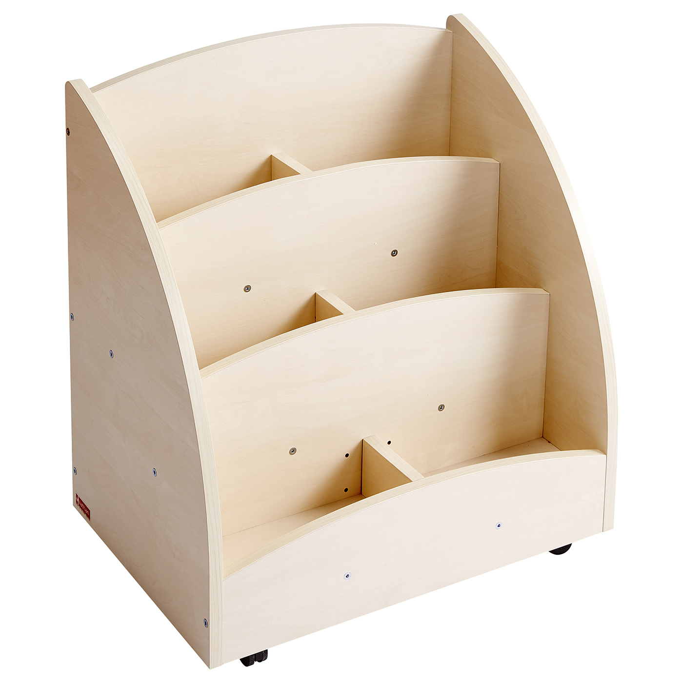 Bacs à livres présentoir à roulettes - 6 compartiments - bouleau