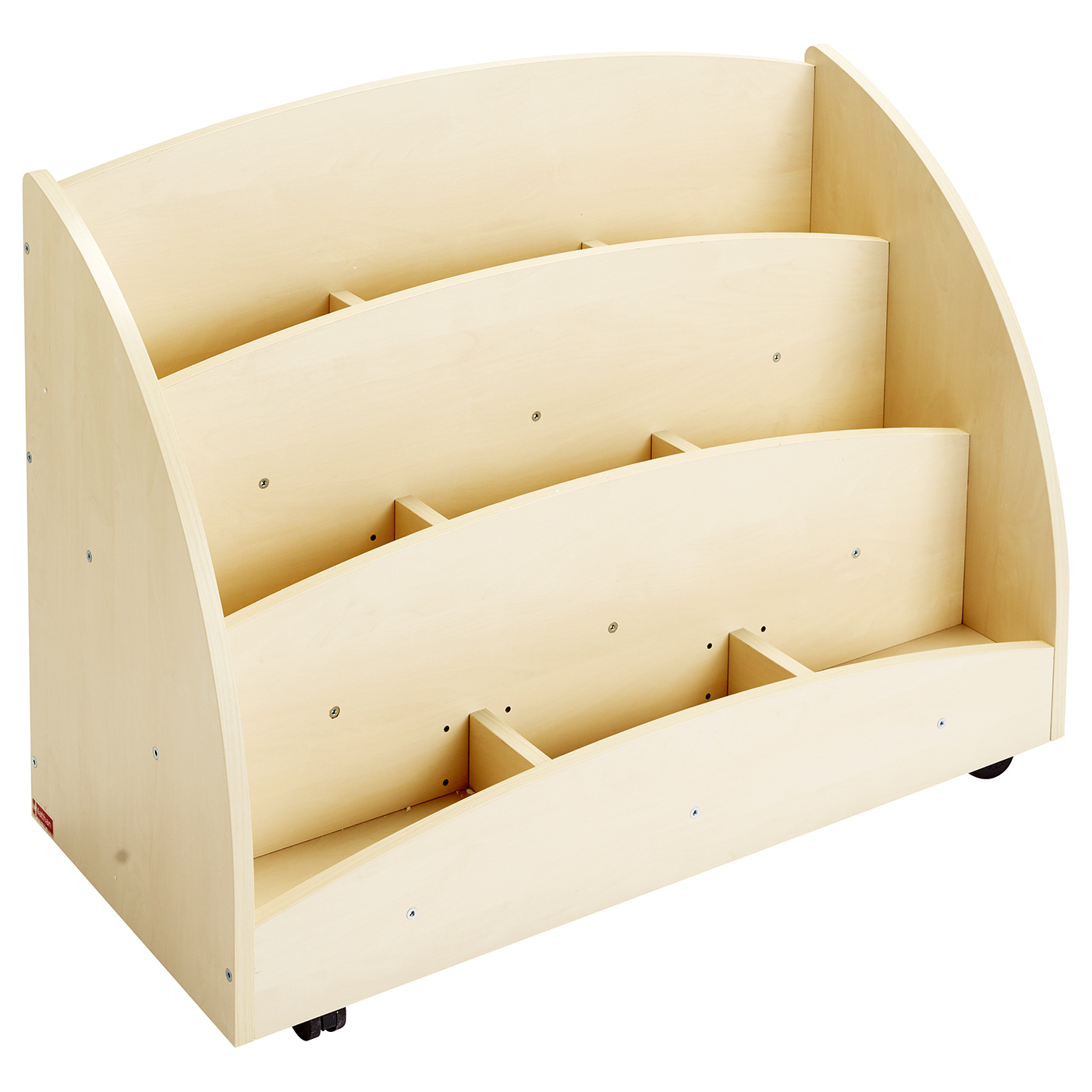Bacs à livres présentoir à roulettes - 9 compartiments - bouleau