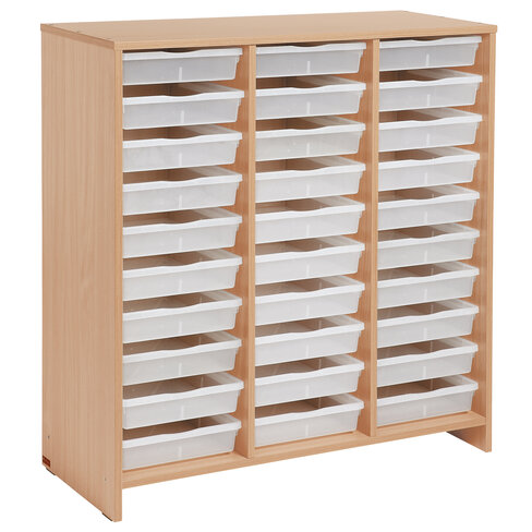 Meuble haut - 30 bacs incolores - hêtre