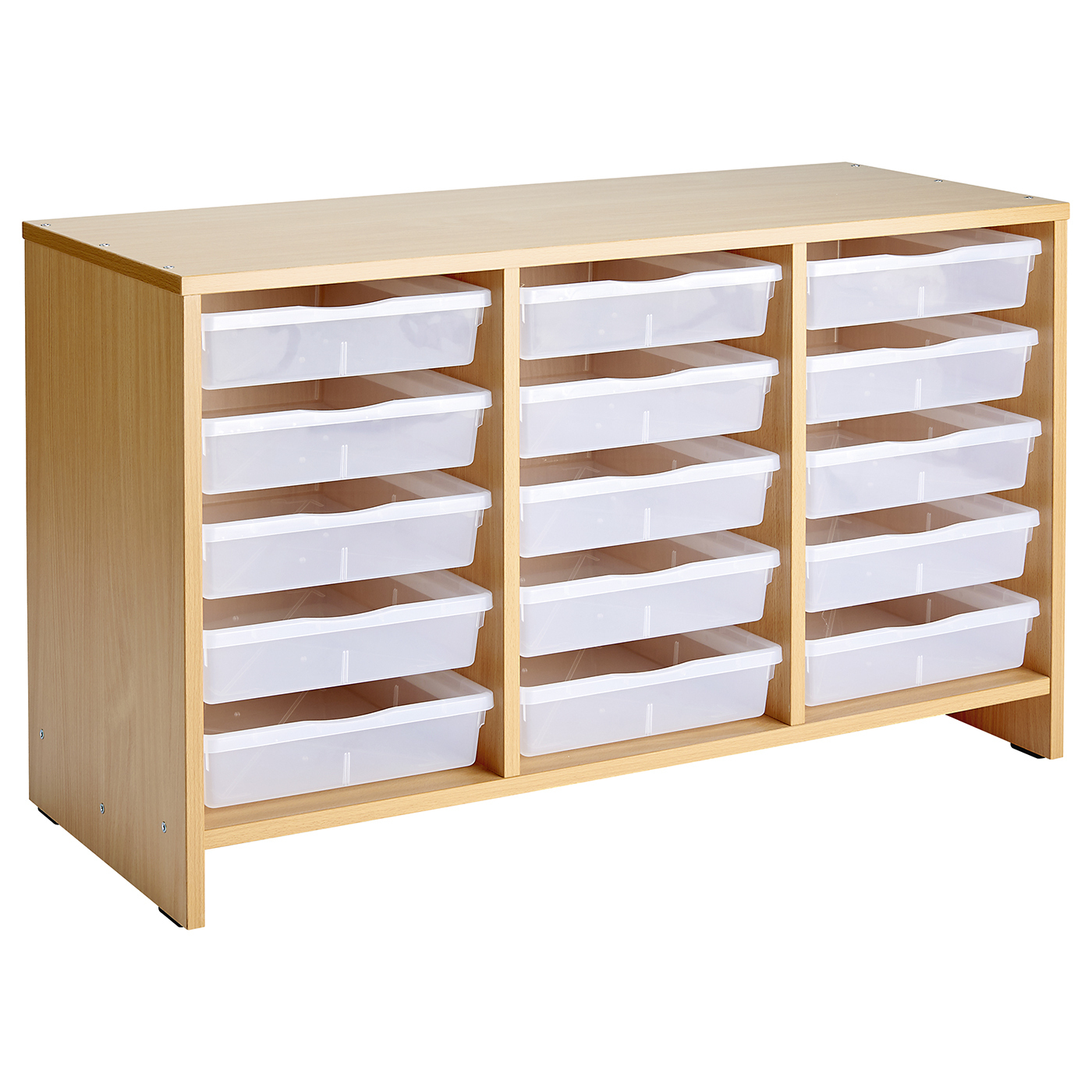 Meuble d'activités - 15 bacs - hêtre