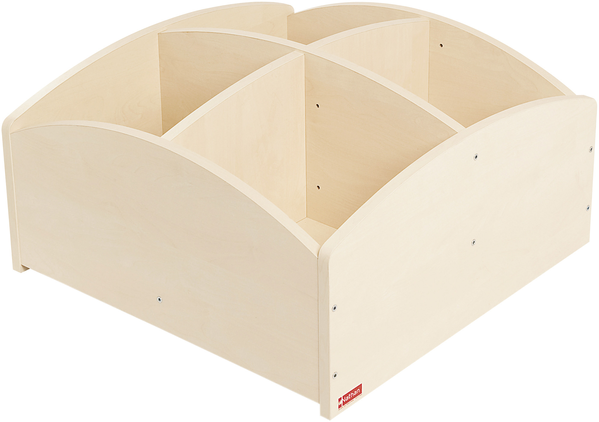 Bac à livres - 4 cases - à roulettes - bouleau