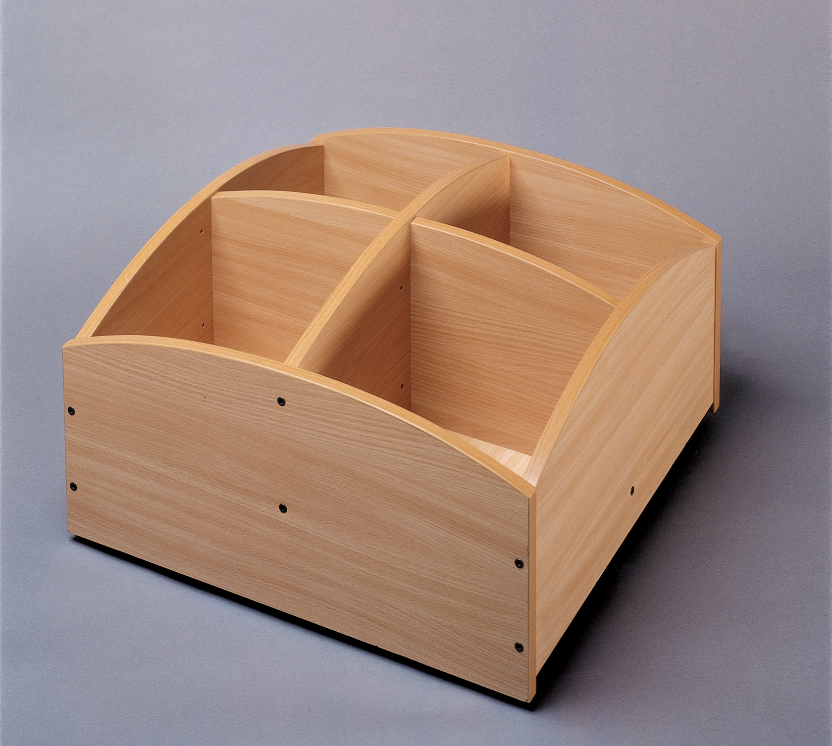 Bac à livres - 4 cases - à roulettes - hêtre