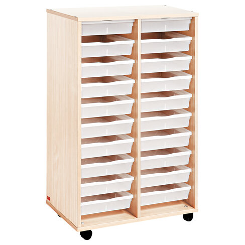 Meuble double colonne - 20 bacs plats - bouleau