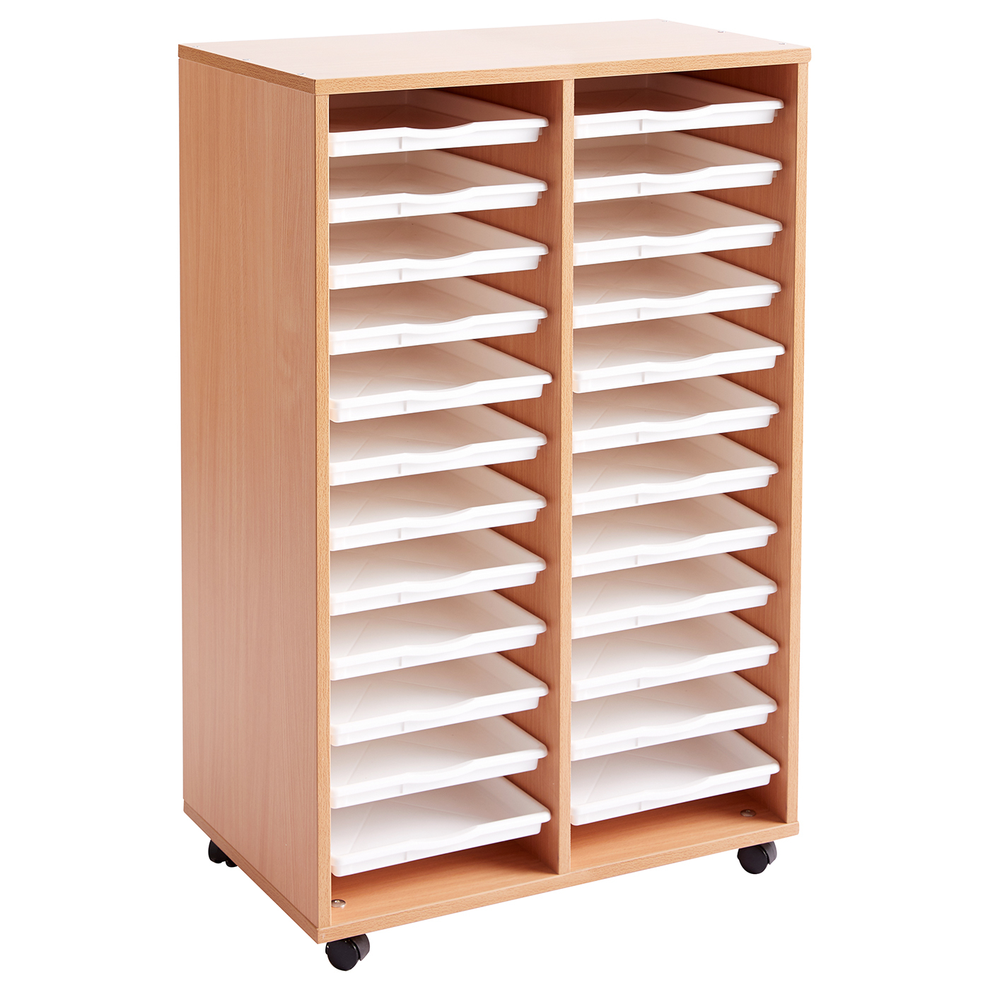 Meuble double colonne - 24 plateaux - hêtre