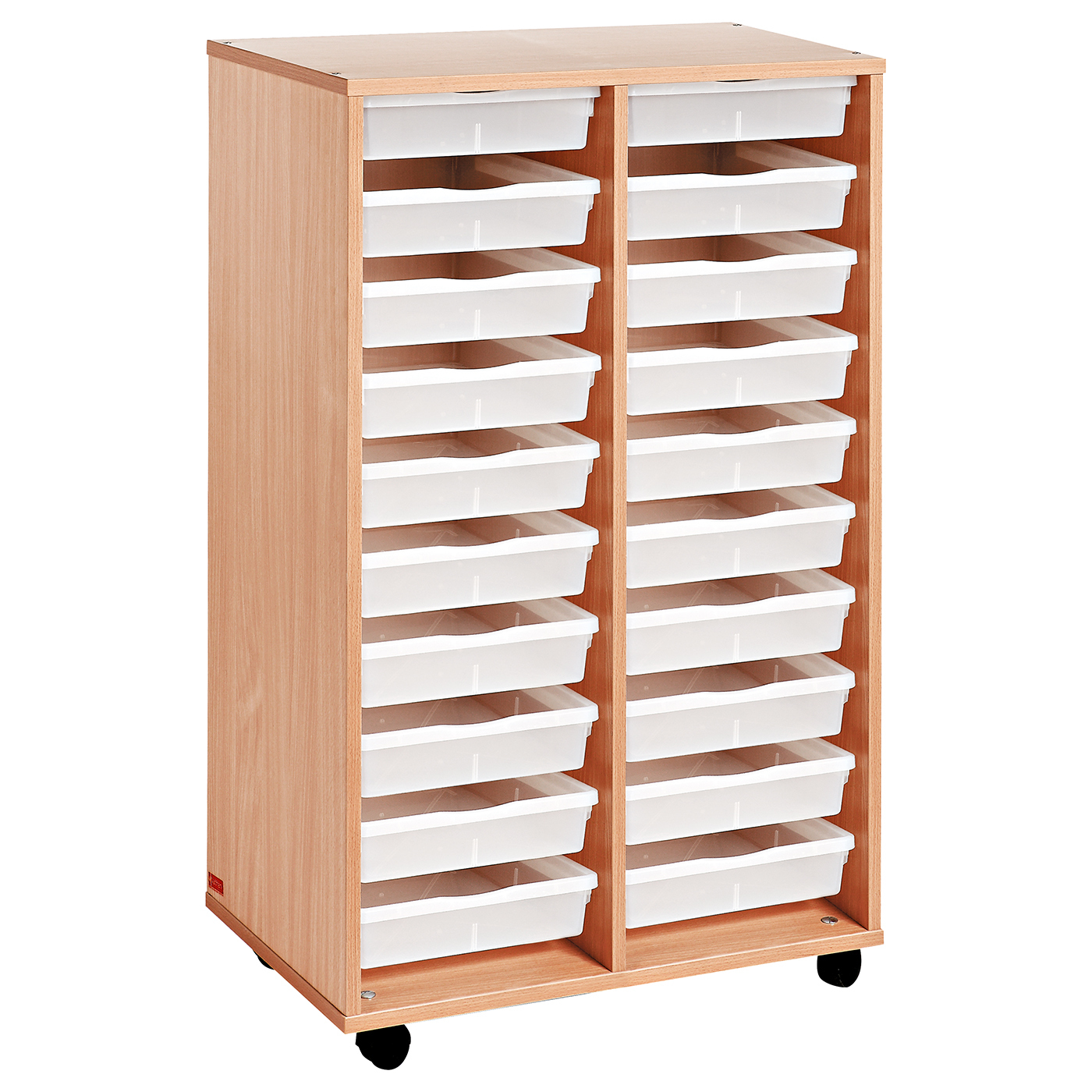 Meuble double colonne - 20 bacs plats - hêtre