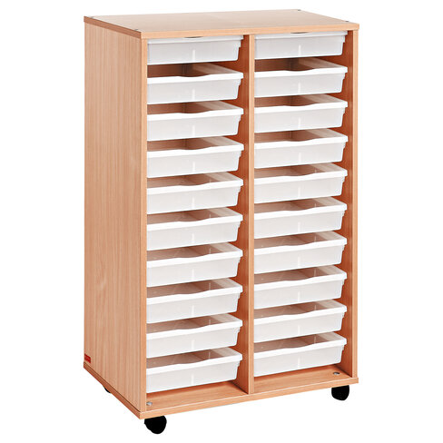 Meuble double colonne - 20 bacs plats - hêtre