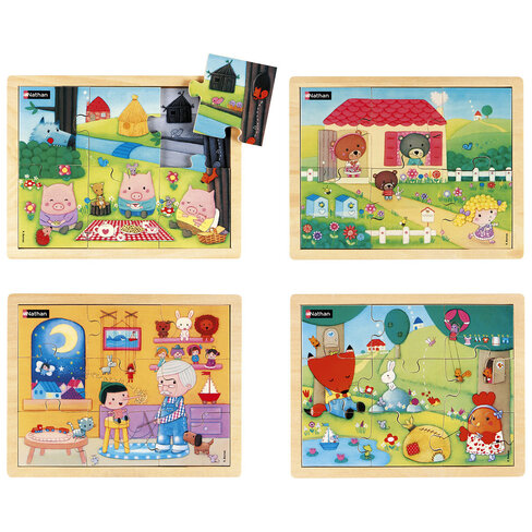 Puzzles bois - les contes 1 - lot de 4 puzzles