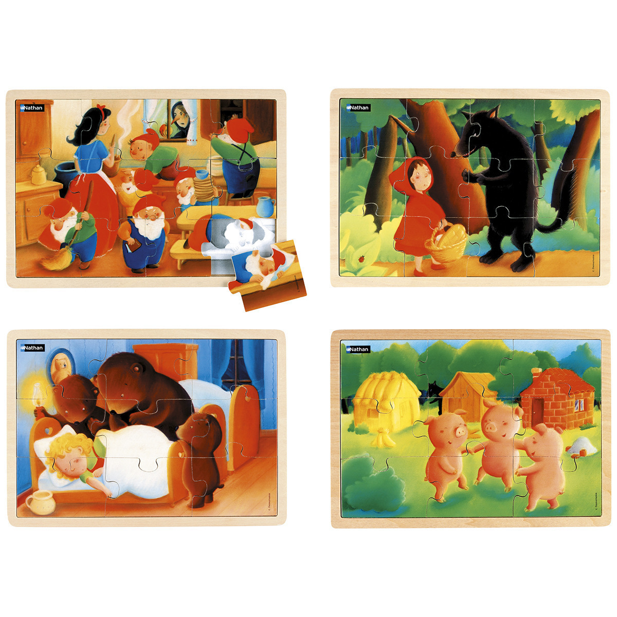 Puzzles bois - les contes 2 - lot de 4 puzzles