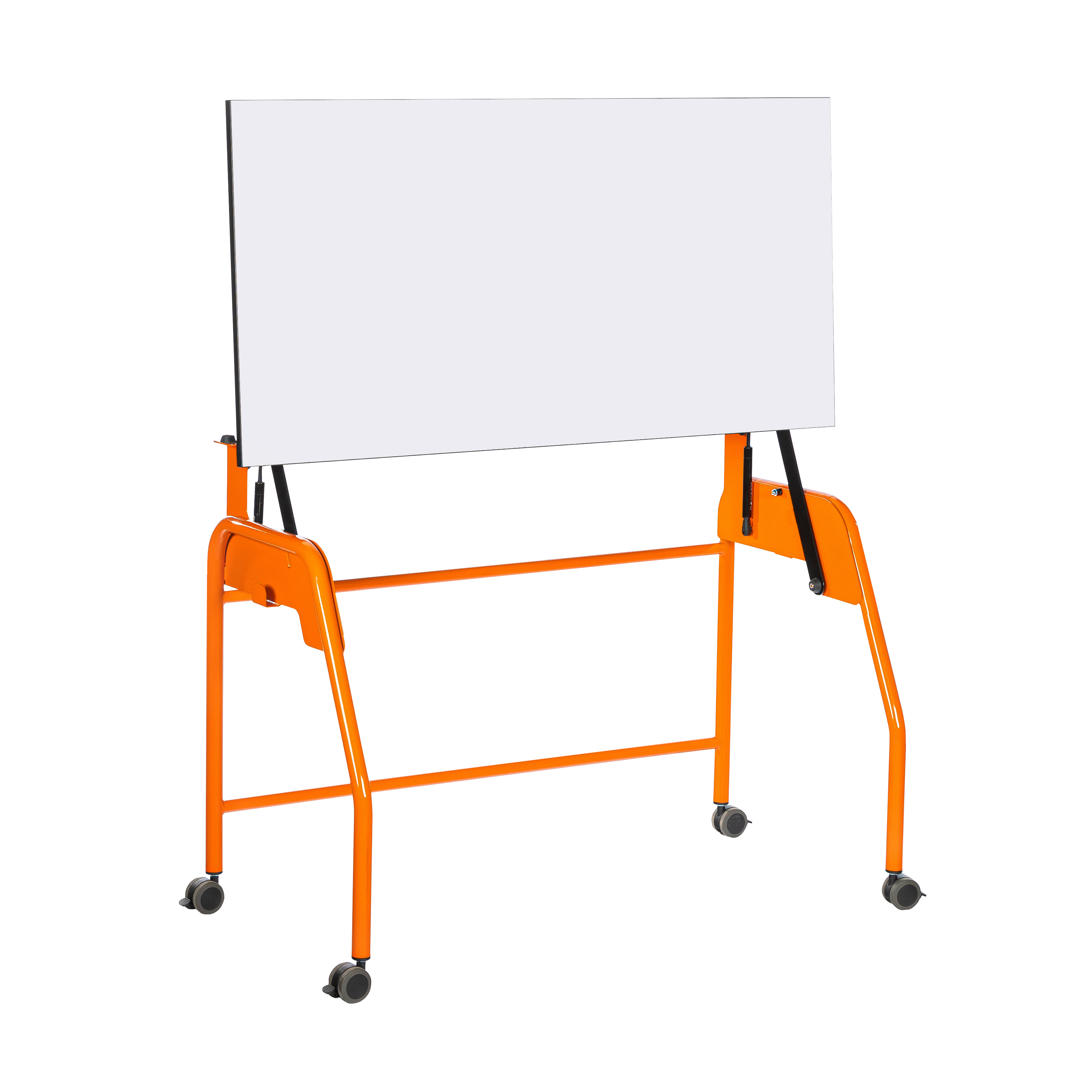 Table-tableau BIPLAN plateau stratifié blanc - 125 x 60 x 62,5 cm - piétement métallique 4 pieds -