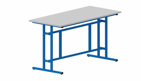 Table d'atelier 155 x 75 cm - h. 85 cm - Plat. Mélaminé piétement à dégagement latéral
