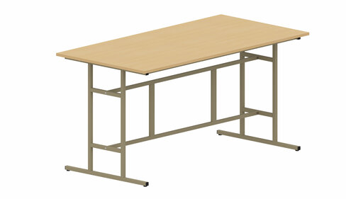 Table d'atelier 200 x 100 cm - h. 100 cm - Plat. Mélaminé piétement à dégagement latéral