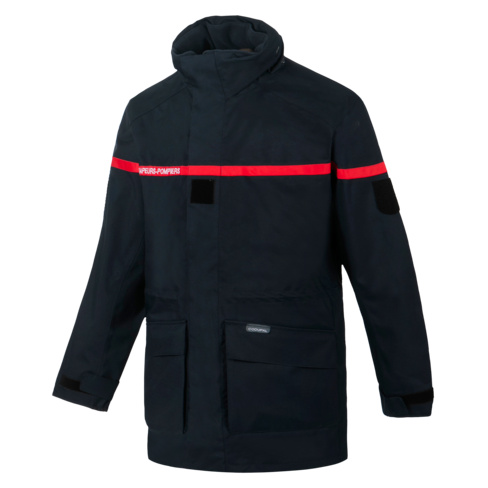 Parka imperméable marine - bande rouge broderie blanche SAPEURS-POMPIERS