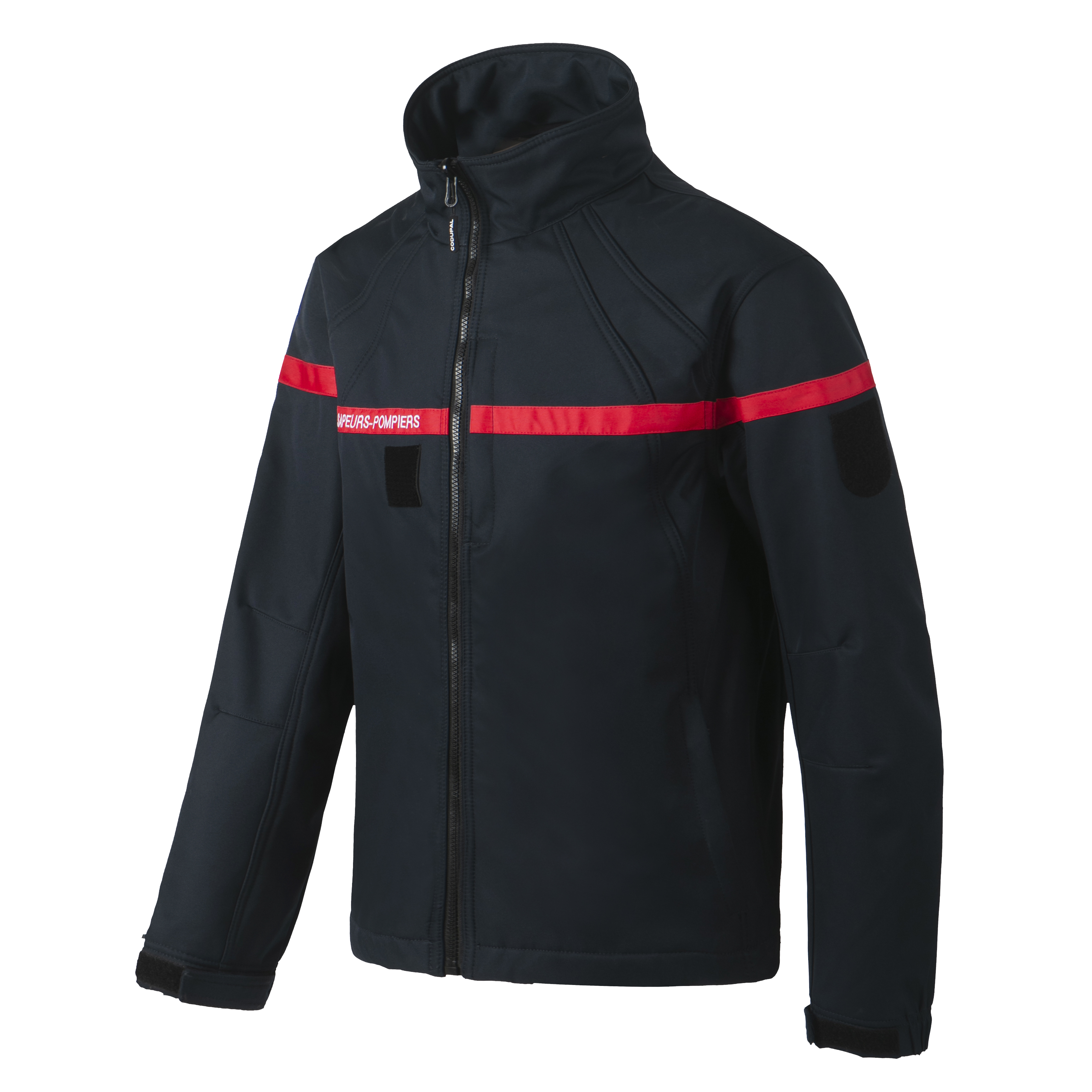 Blouson softshell marine - bande rouge broderie blanche SAPEURS-POMPIERS