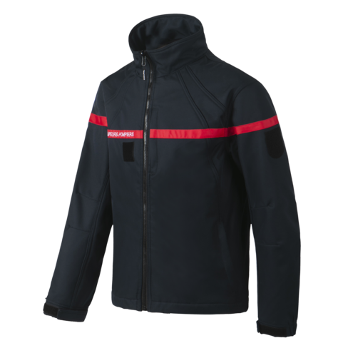 Blouson softshell marine - bande rouge broderie blanche SAPEURS-POMPIERS