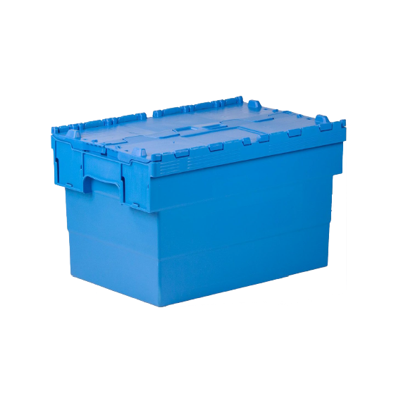 Bac navette gerbable emboîtable norme Europe - couvercle rabbatable - 63 litres - 600 x 400 mm