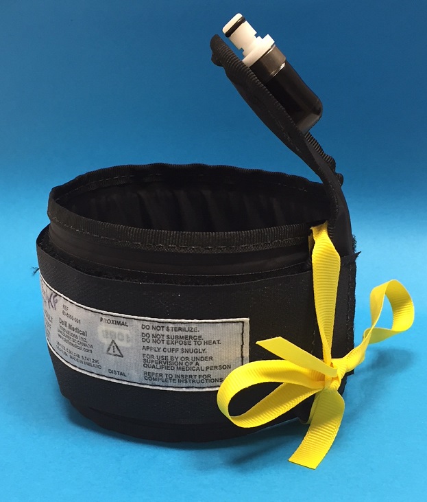 Garrot réutilisable jaune - anatomique - enfant ou bras - pour ATS2200 - 45 x 9cm