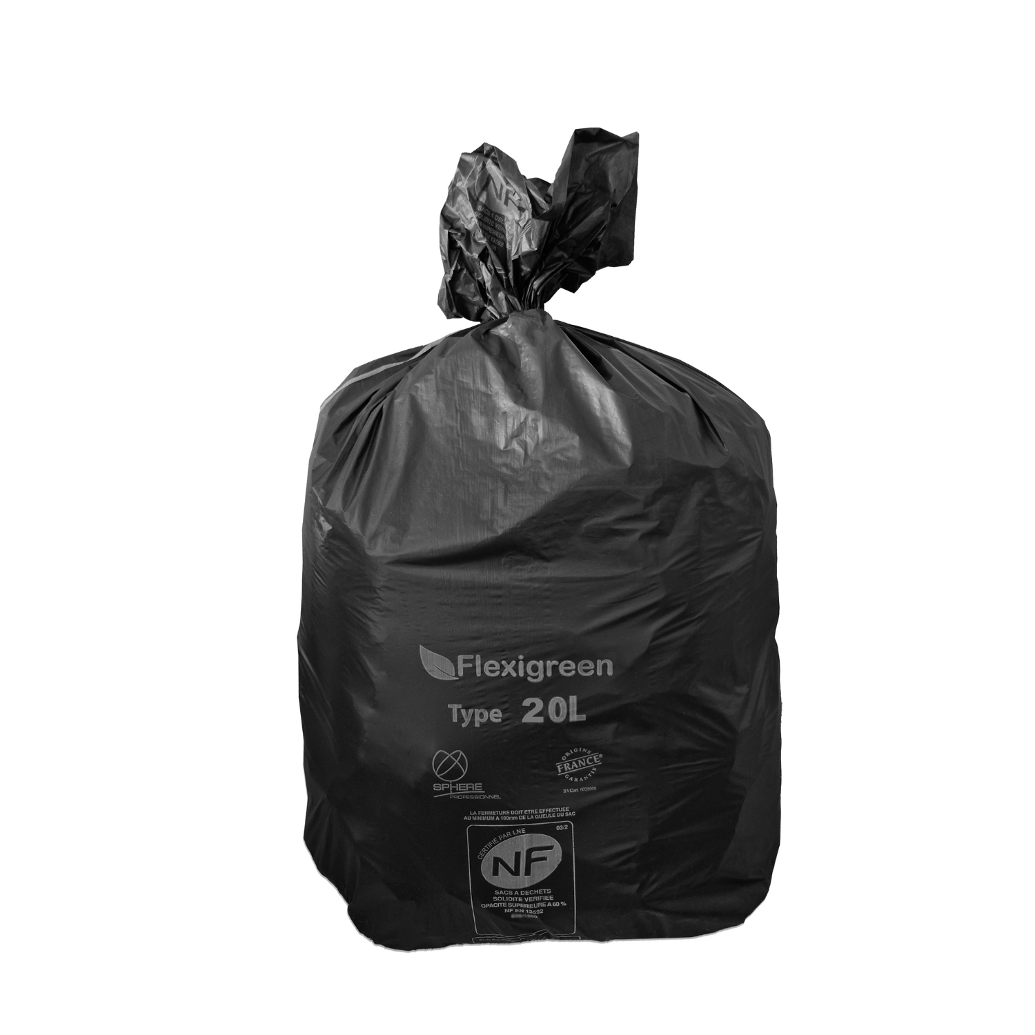 Sac à déchets courants - lien fixe - 20 l - ép. 18 µm - noir - 1 carton de 500 J-M PLAST