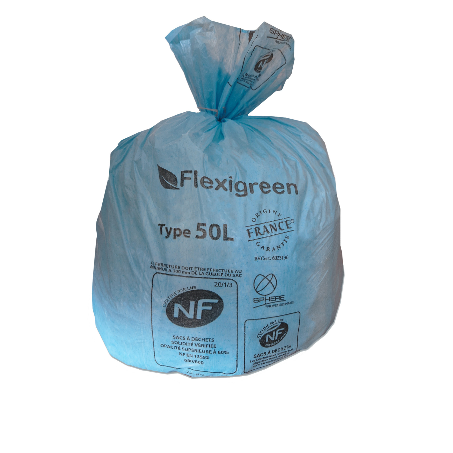 Sac à déchets pour tri sélectif  - lien fixe -  50 l - ép. 16 µm - bleu - 1 carton de 500 J-M PLAST