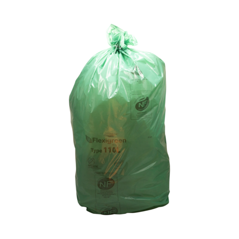Sac à déchets courants - lien fixe - 110 l - ép. 32 µm - vert - 1 carton de 250 J-M PLAST