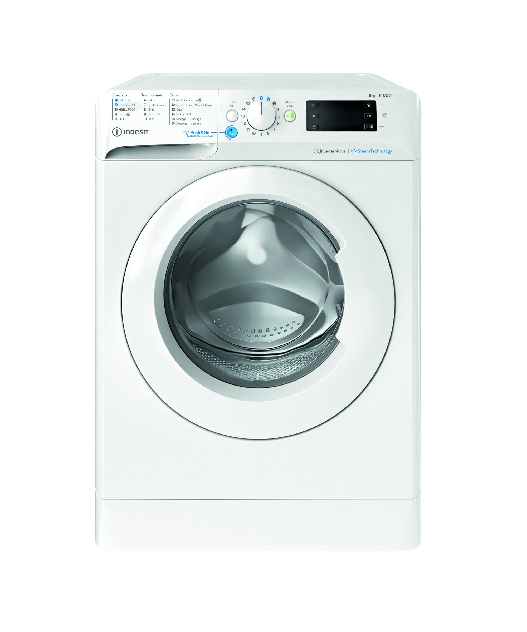 Lave-linge frontal 8 kg 1400 tours Indesit BWE81496XWVFR - classe A