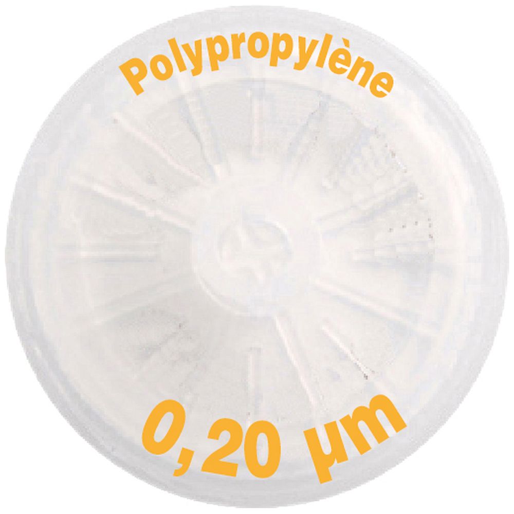 Filtre seringue en Polypropylène avec préfiltre en microfibre de verre, 0,20 µm, Ø25 mm