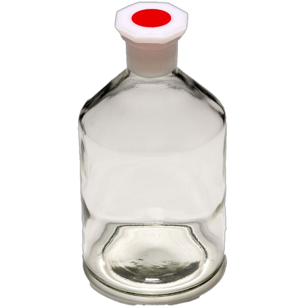 Flacon à réactif 500 ml rodé en verre sodocalcique clair avec bouchon en PE x 10