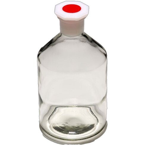 Flacon à réactif 500 ml rodé en verre sodocalcique clair avec bouchon en PE x 10