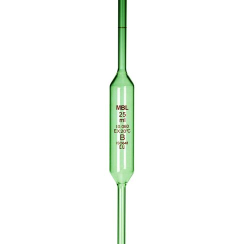 Pipette jaugée 25 ml Classe AS en verre, 1 trait x 5
