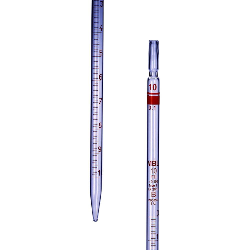 Pipette graduée 25 ml Classe B en verre, Type 1 écoulement partiel x 5
