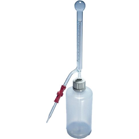 Burette 10 ml Classe B en verre clair avec à clip de serrage et avec valve de pression