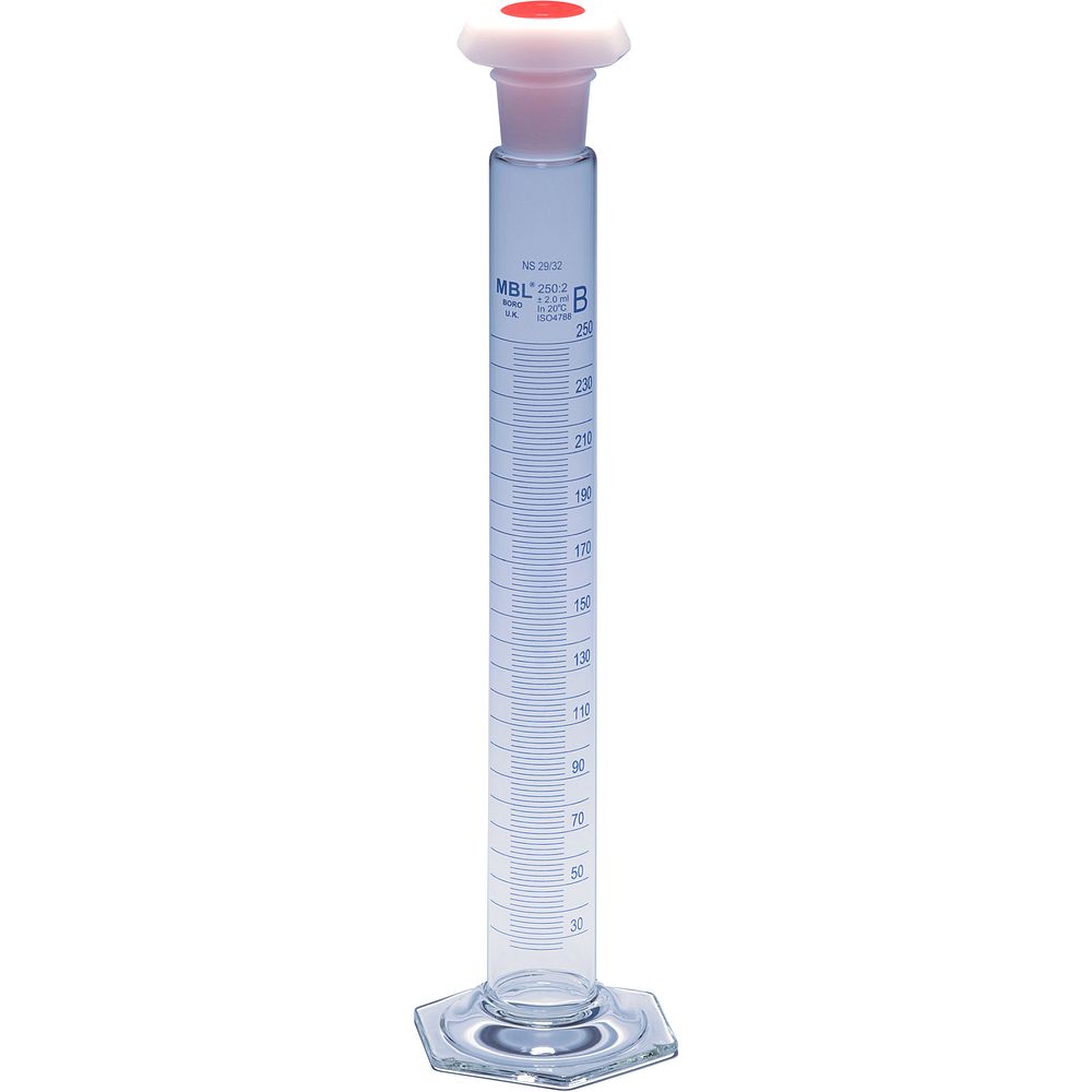 Éprouvette graduée 25 ml Classe B en verre borosilicaté avec bouchon en polyéthylène x 2