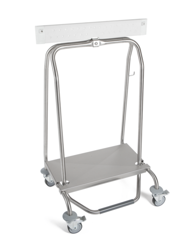 Chariot porte-sacs inox Cleany II à fermeture hermétique inox 4 roues pivotantes