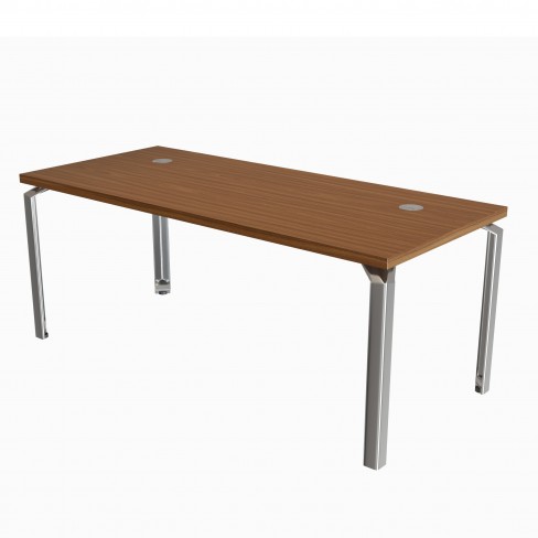 Bureau droit placage bois Epure Manager - l. 180 x pr. 80 cm - piétement aluminium poli
