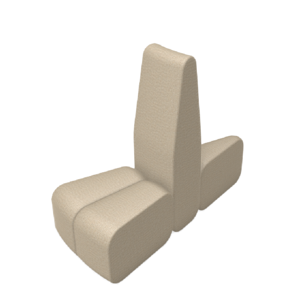 Module Bob - courbe convexe/concave avec haut dossier - l. 61 x pr. 145 cm double face - tissu