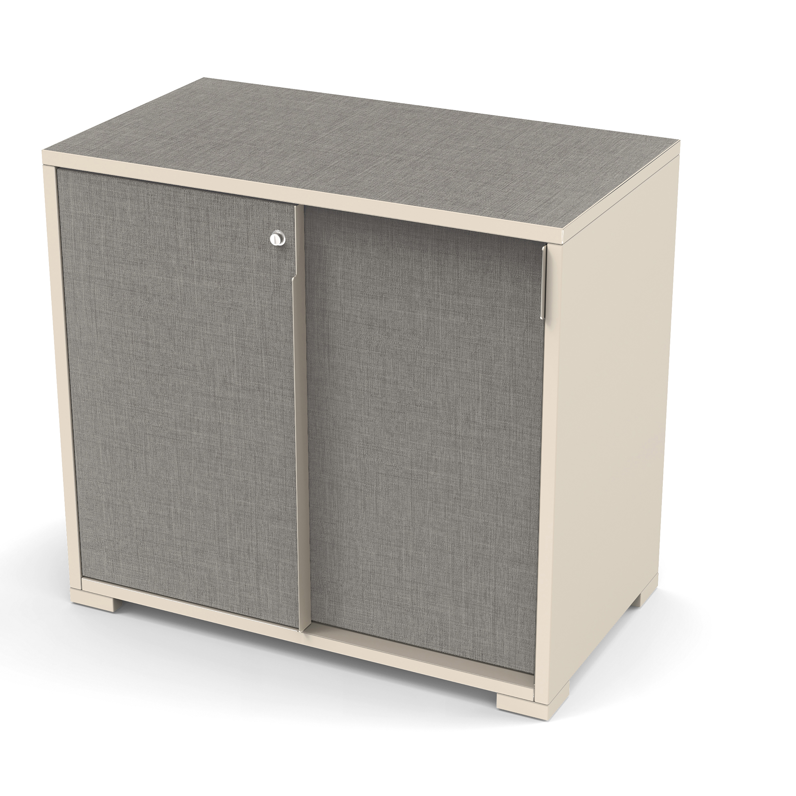 Armoire hauteur bureau Nouvelle Vague - l. 100 cm - portes coulissantes - 1 tablette métal