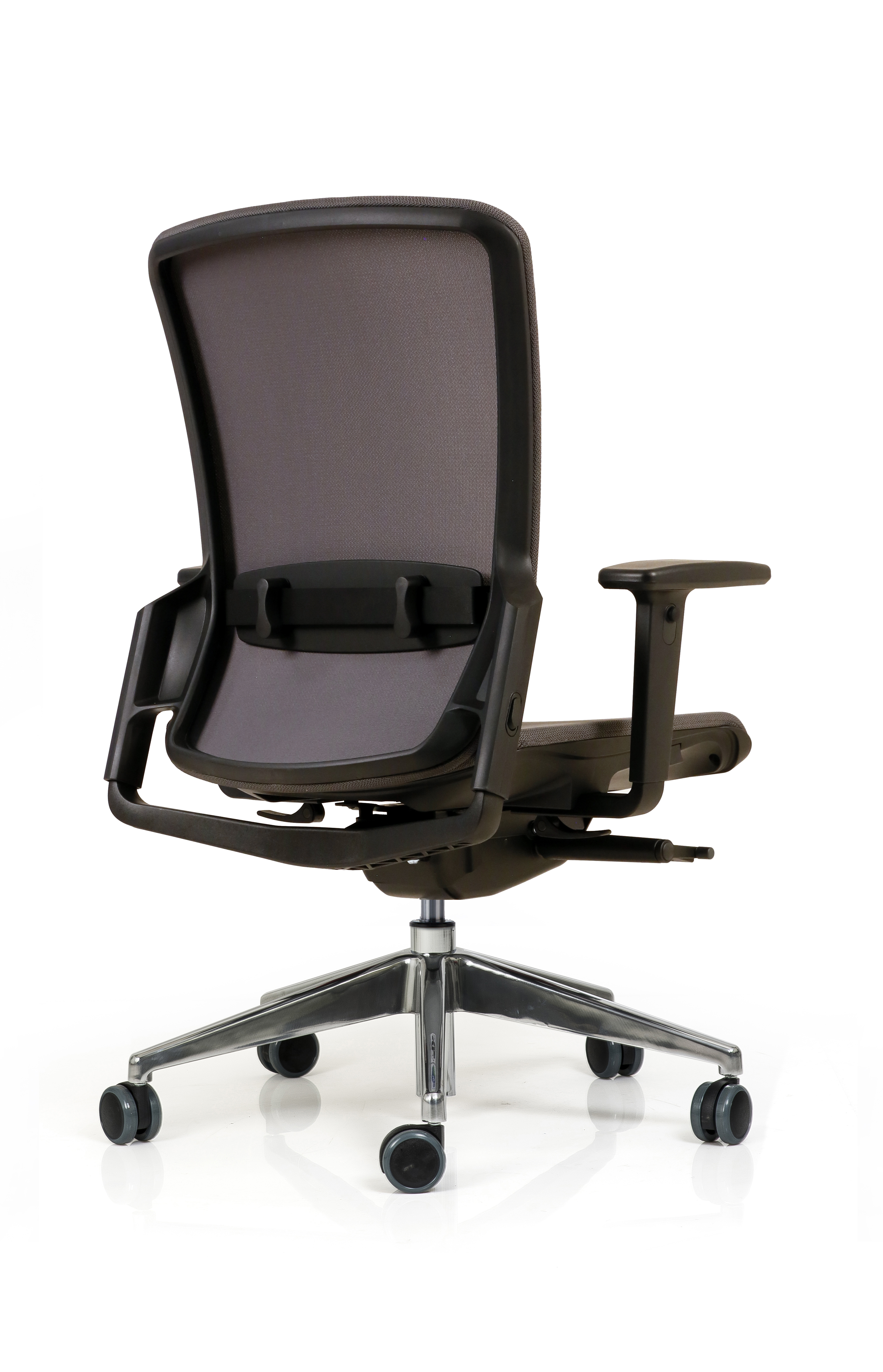 Fauteuil de bureau F6 - assise et dossier résille Rythm - piétement aluminium poli