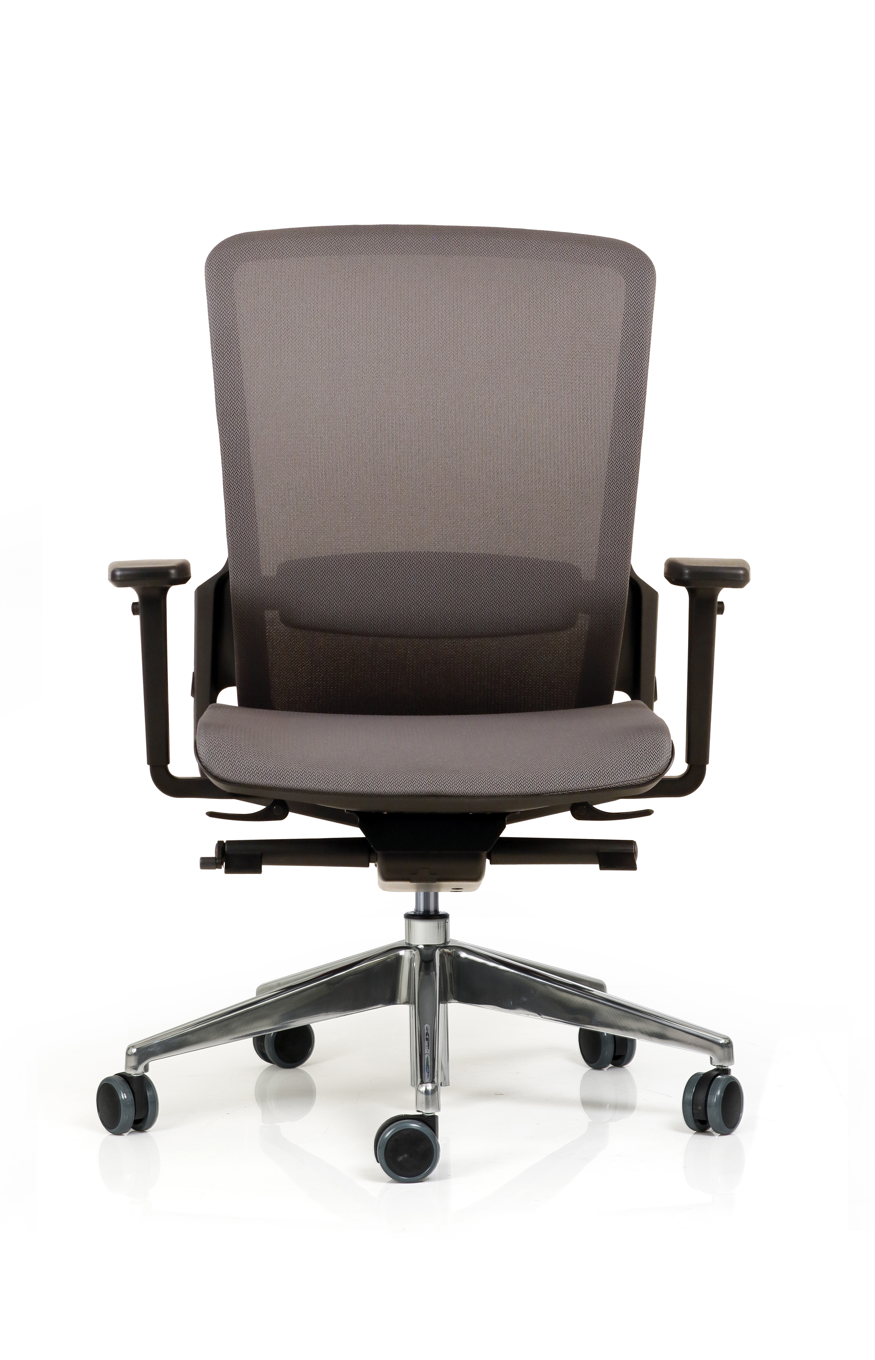 Fauteuil de bureau F6 - assise et dossier résille Rythm - piétement aluminium poli