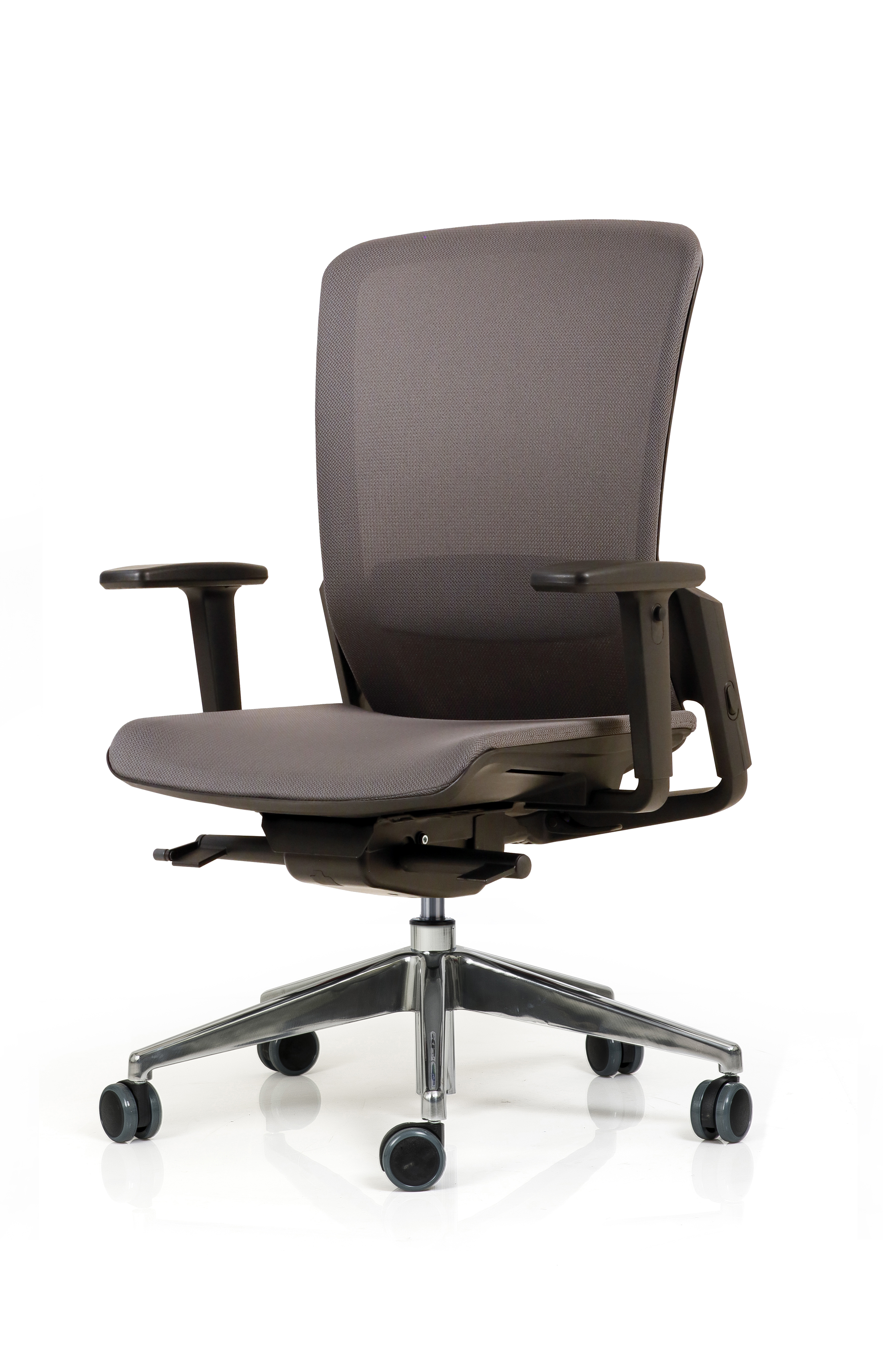 Fauteuil de bureau F6 - assise et dossier résille Rythm - piétement aluminium poli