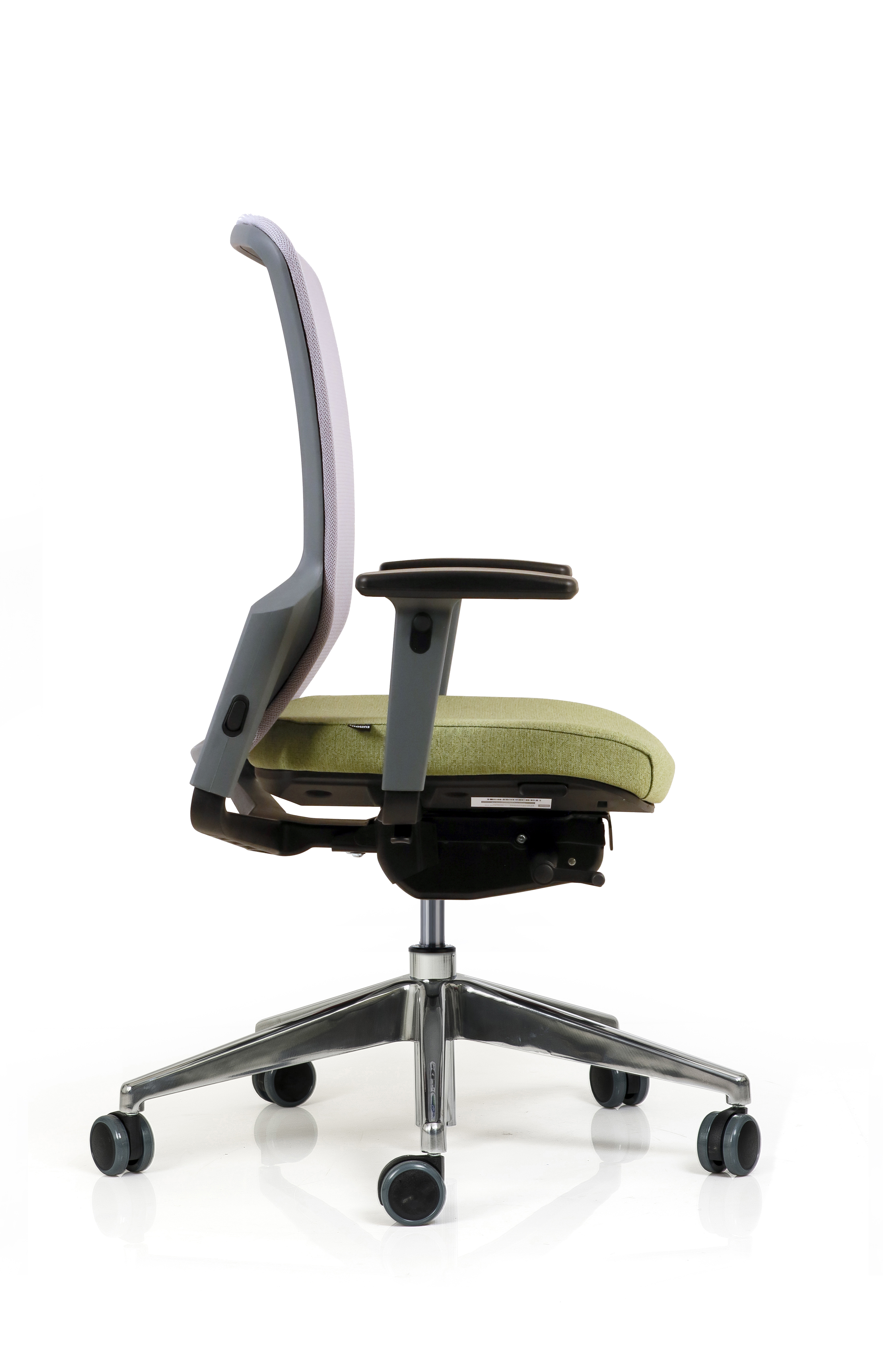 Fauteuil de bureau F8 - assise tissu et dossier résille Rythm - piétement aluminium poli