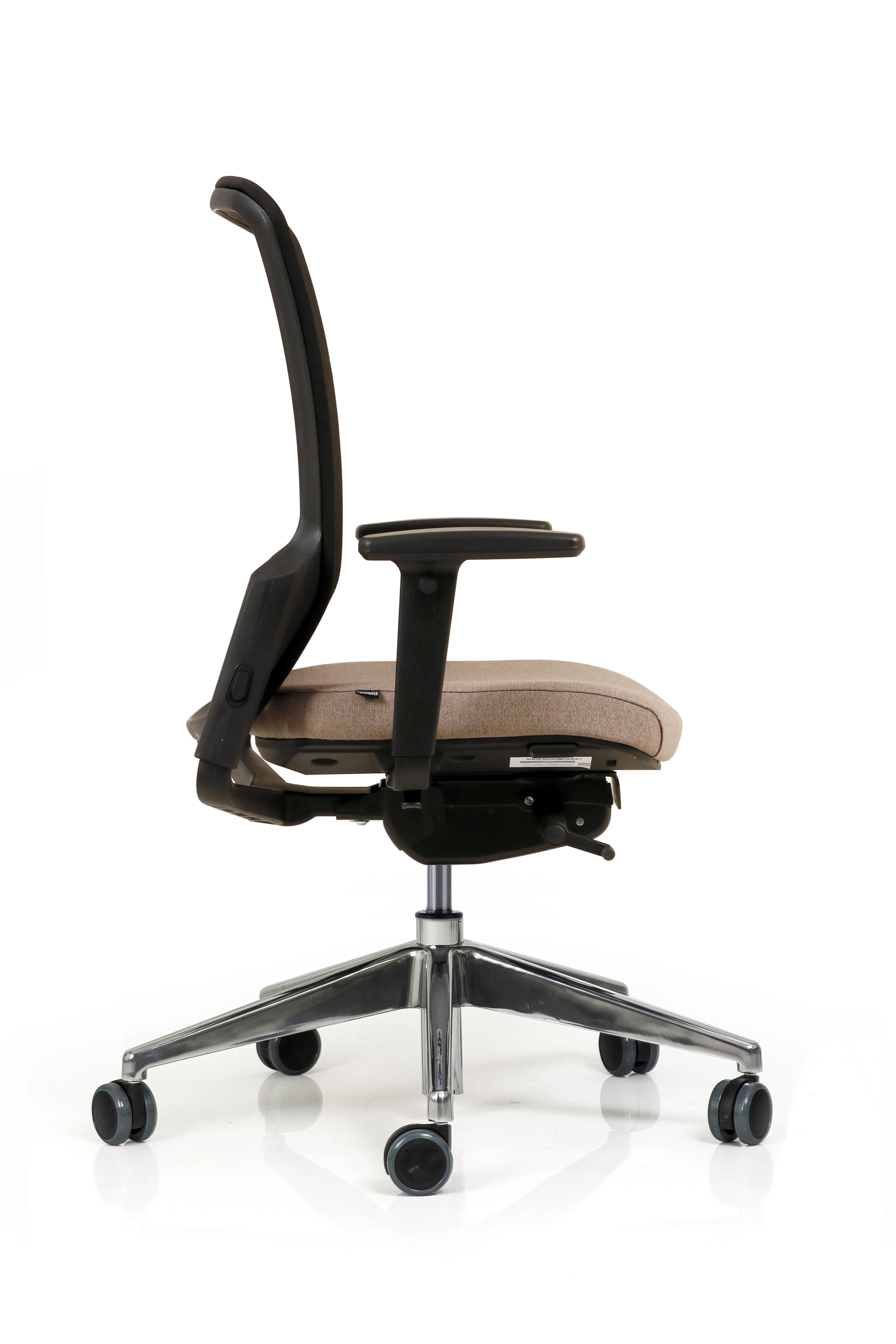 Fauteuil de bureau F8 - assise tissu et dossier résille Stripes 2 - piétement aluminium poli