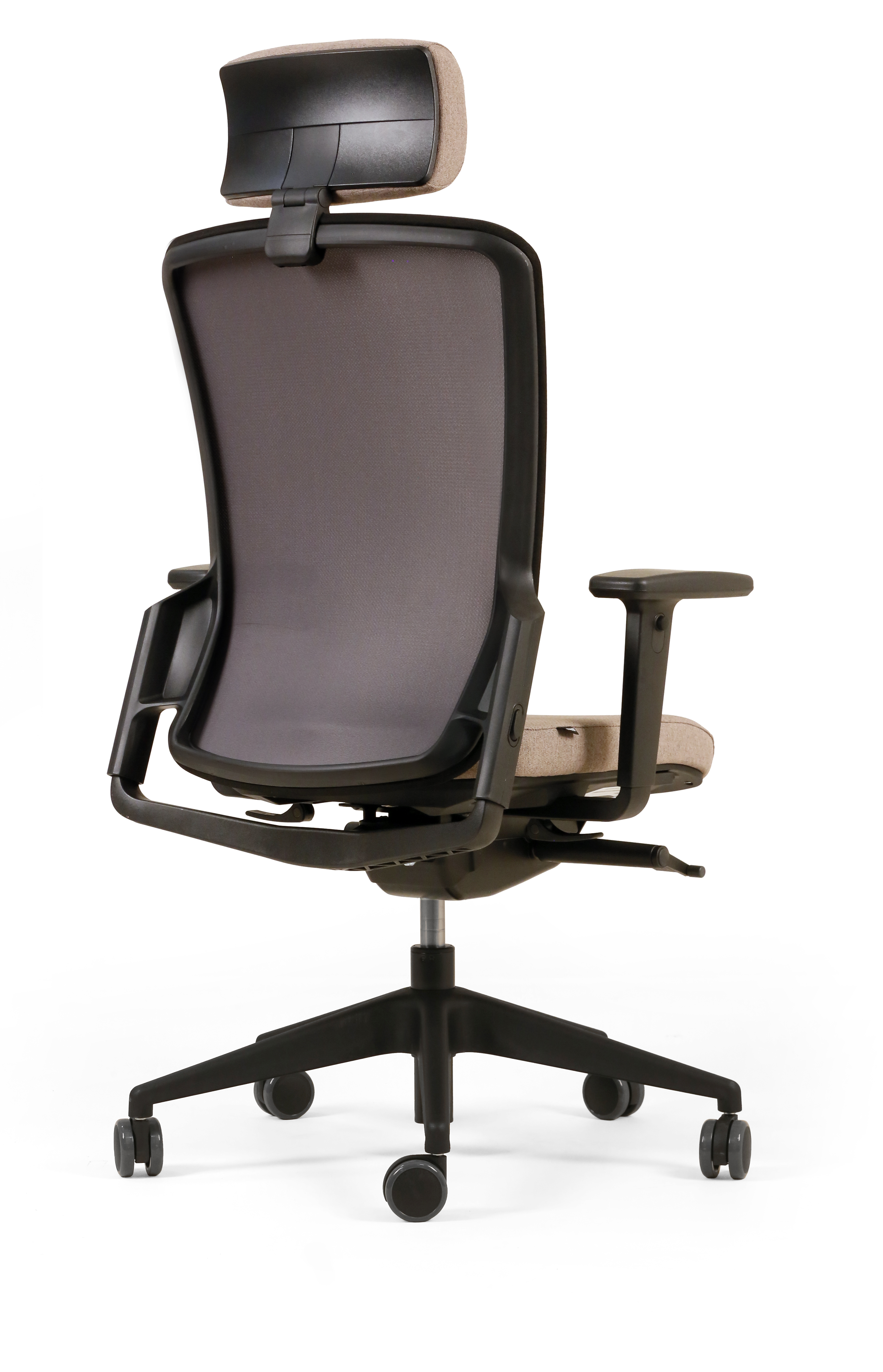 Fauteuil de bureau F8 - assise tissu et dossier résille Rythm - piétement noir - avec appui-tête